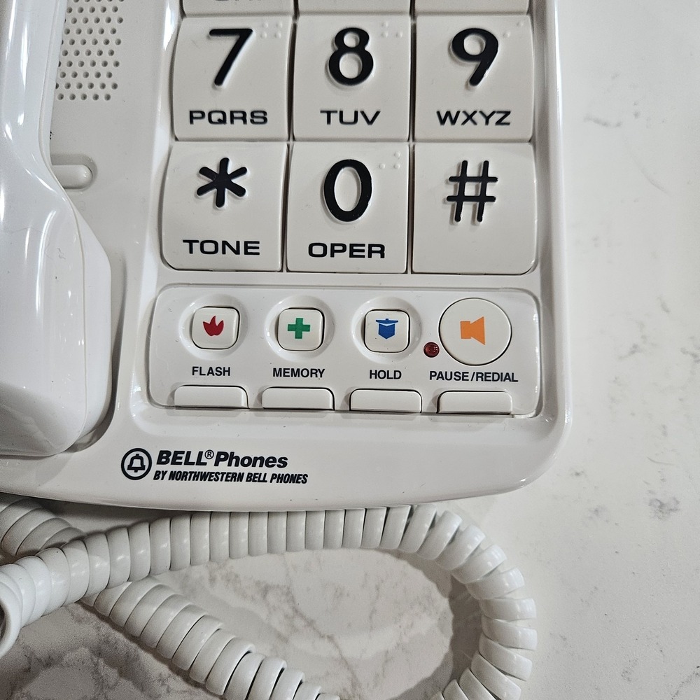 Bell Phones Big Button Plus+ 20200 Corded Speakerphone HAC Desk/Wall White - Picture 3 of 4